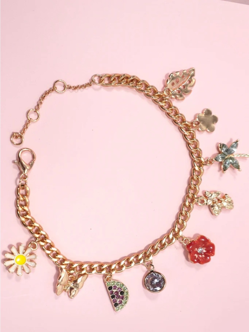 New JOSSLYN COMPANY MULTI CHARM FLOWER FRUIT EPOXY BRACELETS